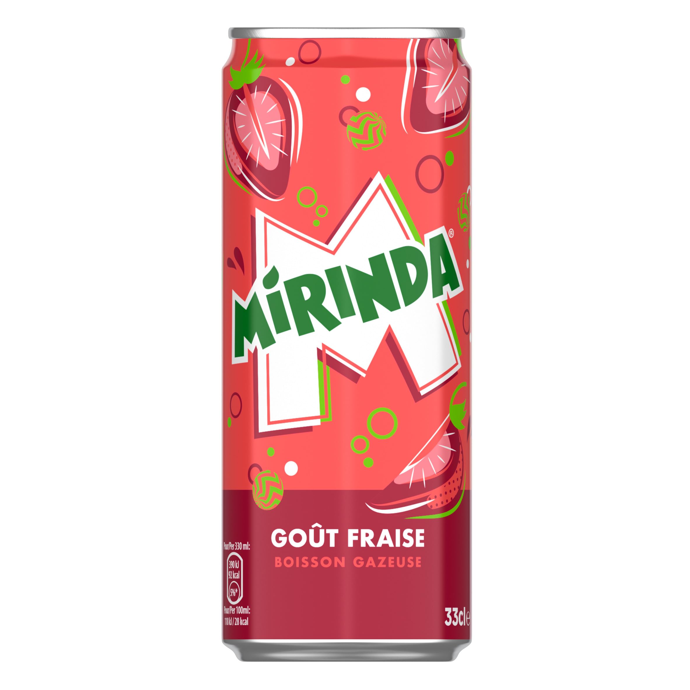 MIRINDA Soda Saveur Fraise - Lot de 24x33cl