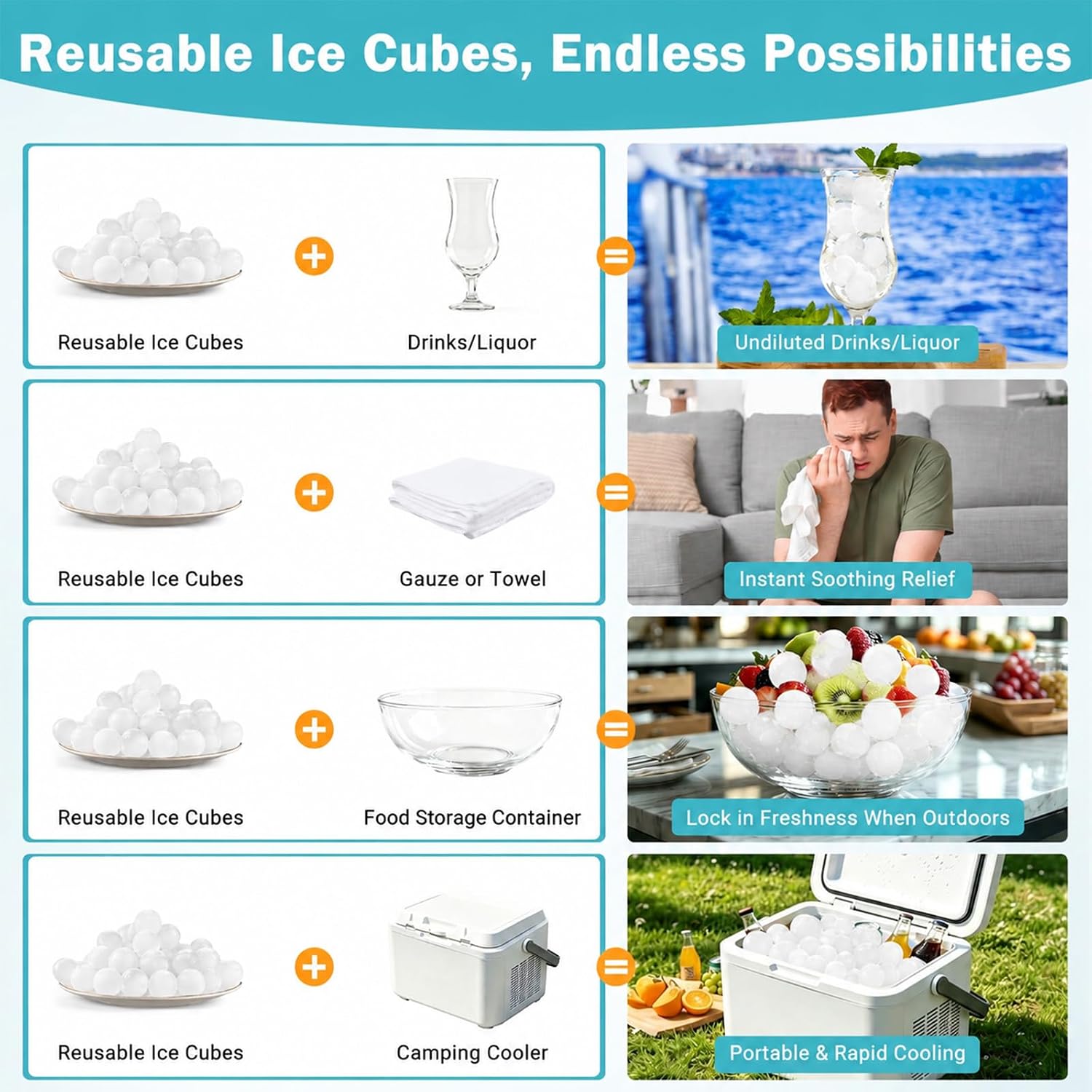 300-Pack Reusable Ice Cubes for Drinks, Refreezable Plastic Ice Cubes