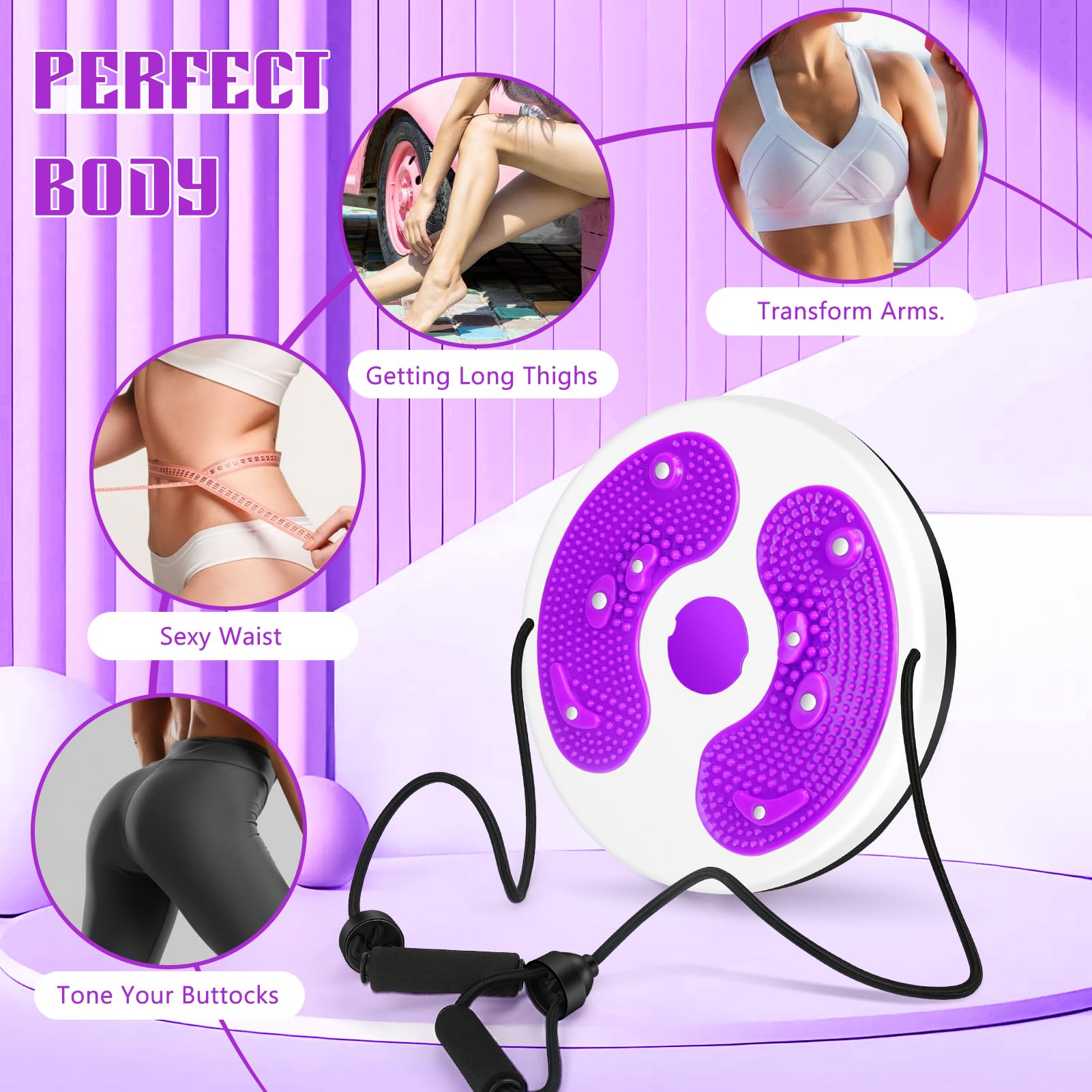 Disco Di Torsione Waist Whisper - Attrezzo Per Dimagrimento Vita, Con Fasce Elastiche E Massaggio Piedi - Foto 10