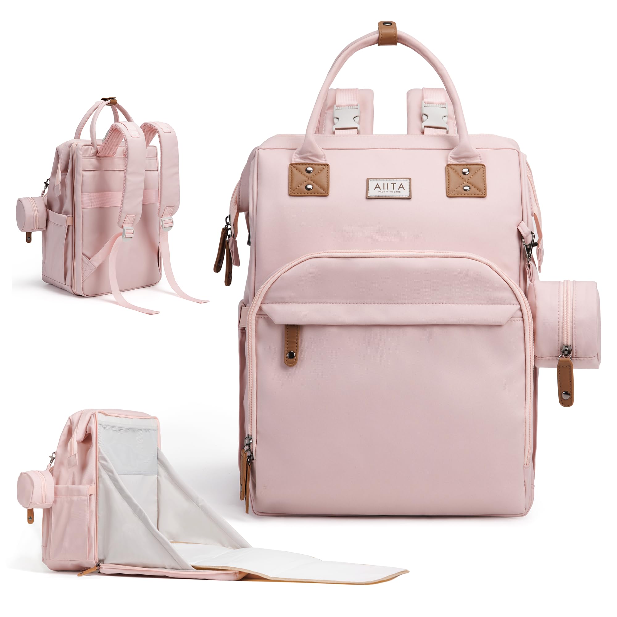AIITA Diaper Bag Backpack, Multifunction Diaper Bag with Changing Pad, Baby Diaper Bags for Boys Girls, Stylish Large Capacity Travel Backpack for