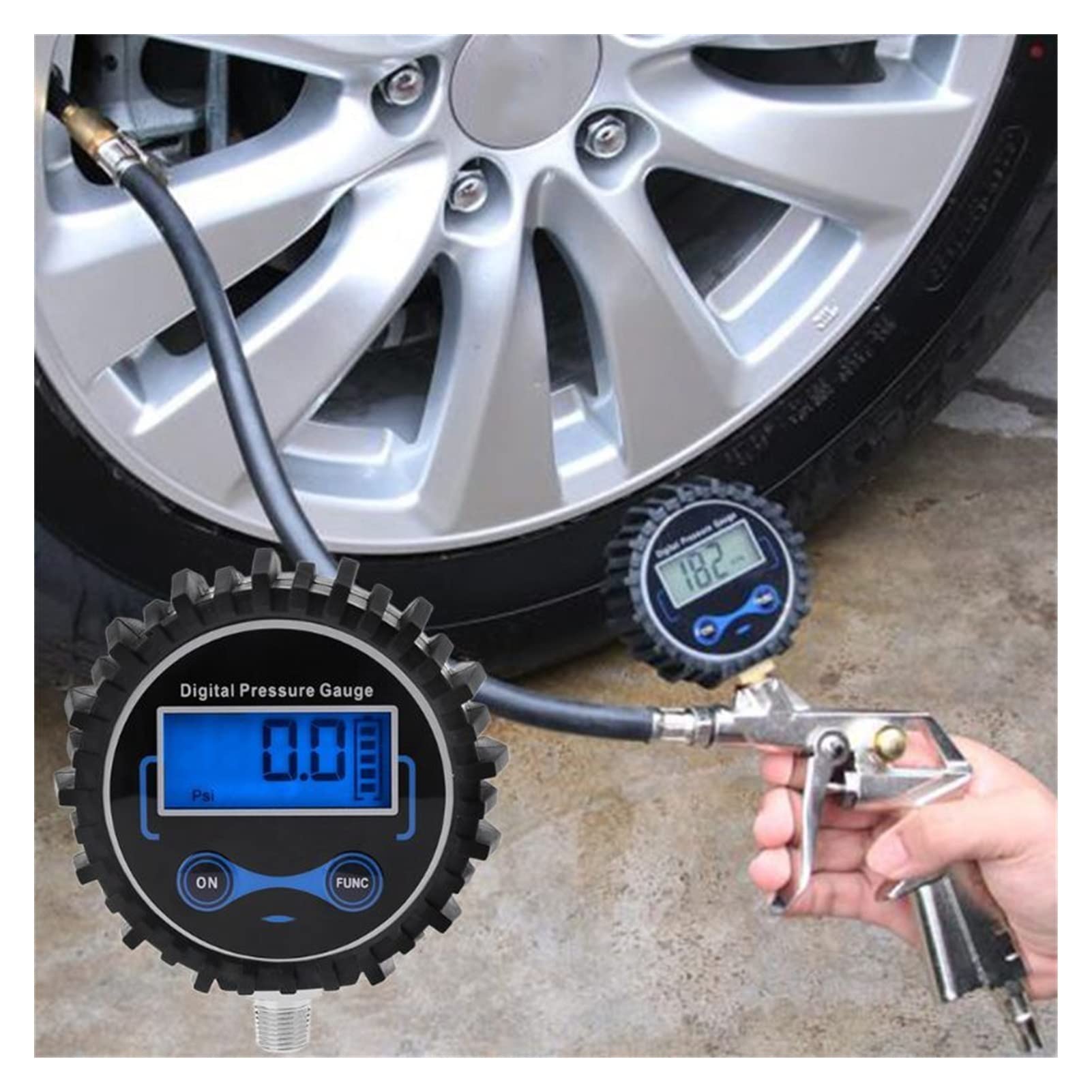 Medidor de presión de neumáticos Digital de 0-200 PSI, medidor PSI de Aire para Coche, probador de presión de neumáticos 1/8 NPT