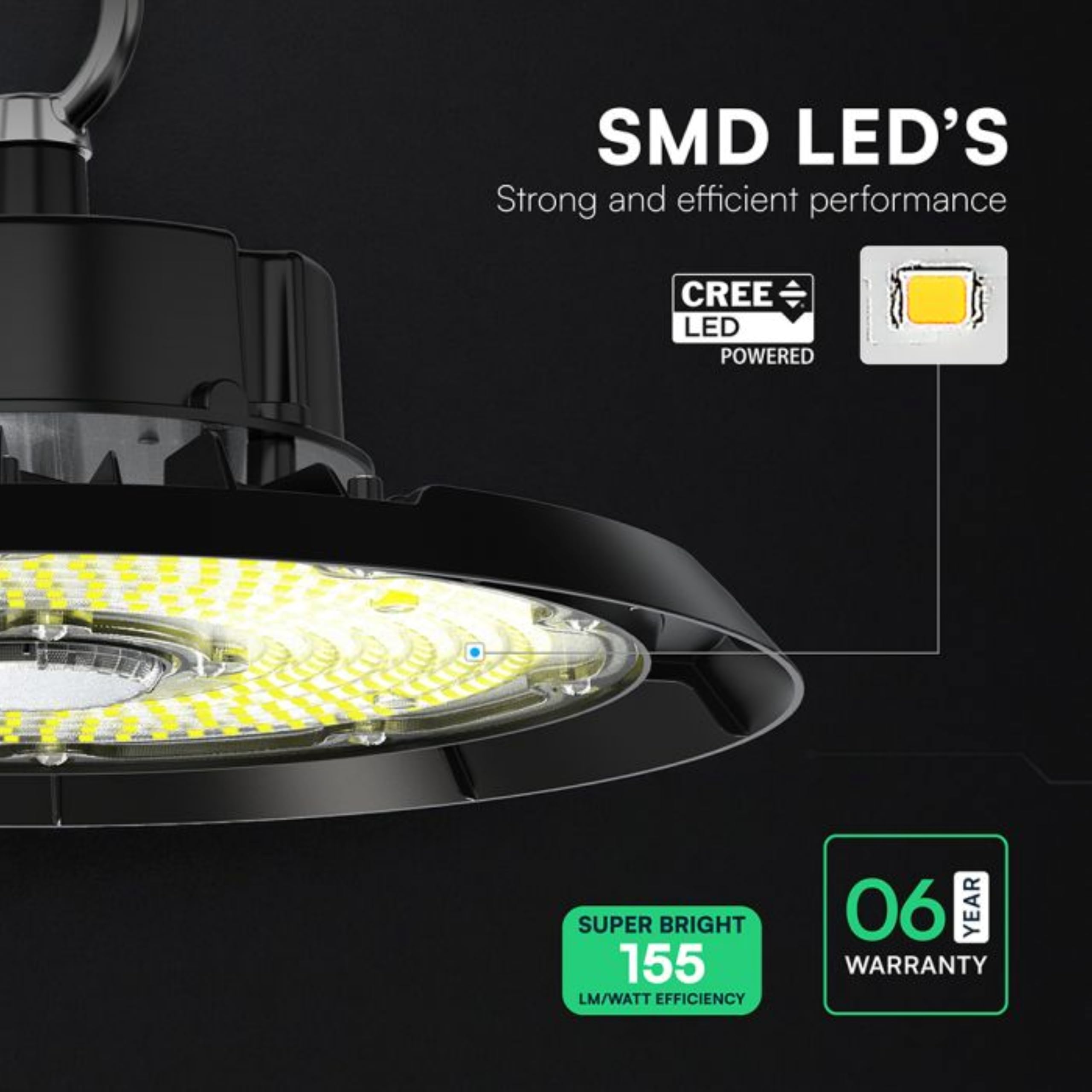 V-TAC Faro Industriale Led UFO potenza 100W - [CHIP CREE LED - RISPARMIO ENERGETICO ] - Lampada Industriale 13500 lm per Magazzino, Fabbrica, Officina - IP65 - Campana - Luce Naturale 4000K