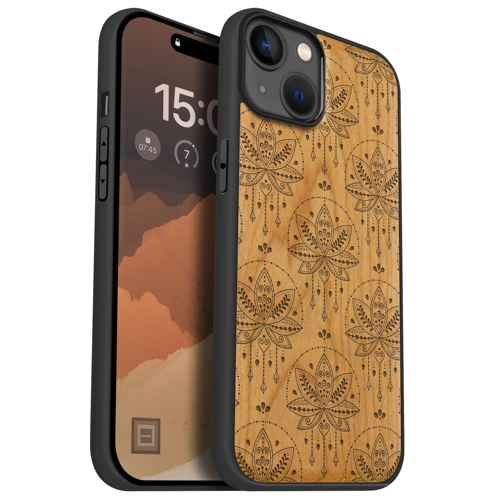 Carveit Custodia In Legno Per IPhone 15 Plus – Con Motivo Cervo Inciso – Compatibile MagSafe - 2