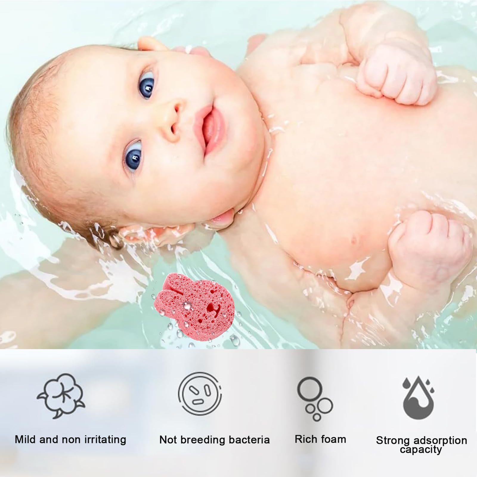 Konjac - 4 spugne da bagno per bambini, morbide e delicate per bagnetto