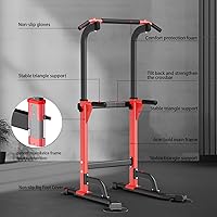 Vista 4 de Pull Up Dip Station For Home Gym Strength Training Fitness Workout Station Chin-Ups Push-Ups Pull-Ups Dip-Ups 330LBS T055CDC Negro naranja