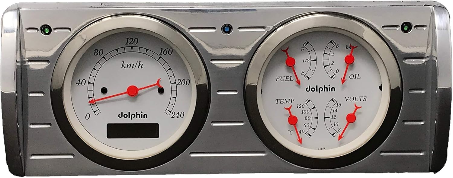 Compatible with 1940 Ford Car 2 Gauge Dash Cluster Panel 3 3/8 Quad Style Metric Programmable