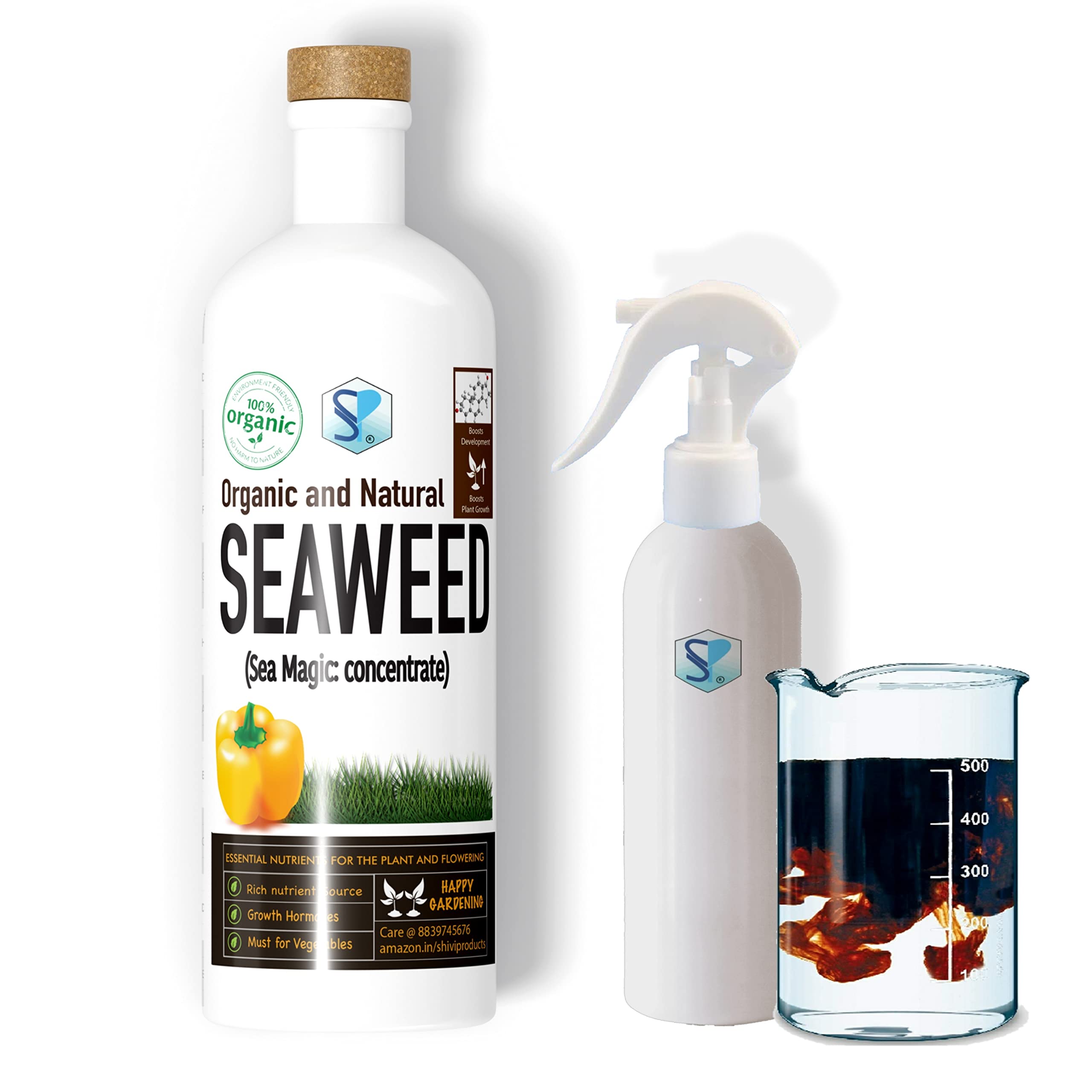 Shiviproducts Liquid Seaweed Fertilizer with Natural Plant Growth Hormones for Vegetables and Flowering Plants | Home Gardening (400 ml) | free spray bottle 200ml (B09NCZJJL6) Amazon Price History, Amazon Price Tracker
