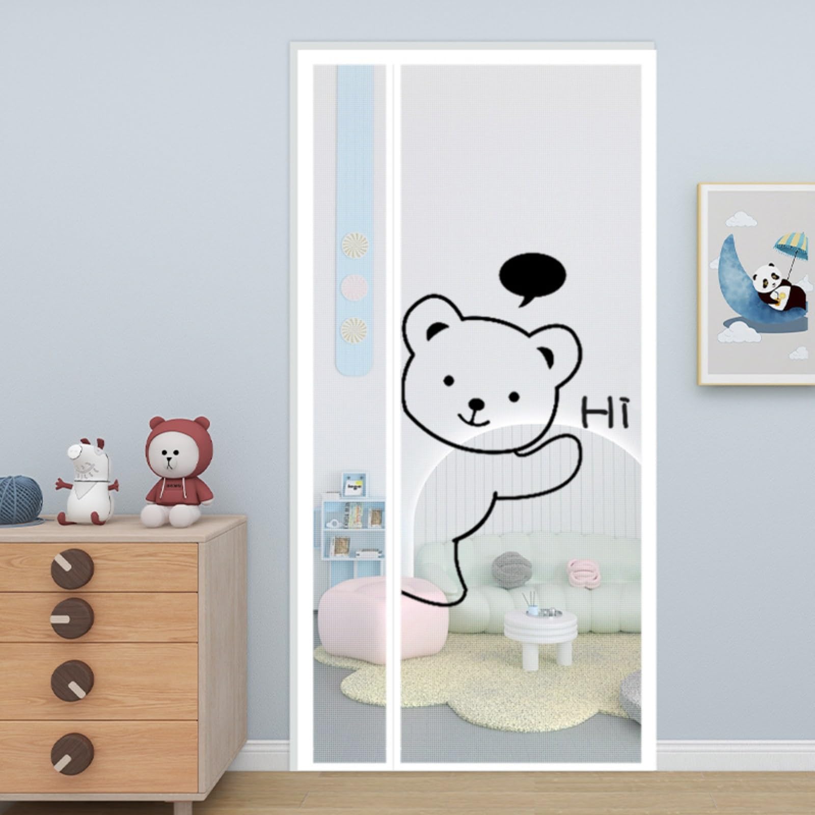 Moustiquaire de porte aimantée bear idéale pour aérer le salon en été