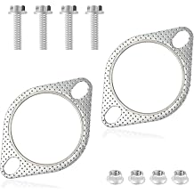 2pcs 2.5" Exhaust Gasket Kit 4 Exhaust Bolts 2 Bolt Exhaust Flange Gasket for Automotive Replacement Exhaust Manifold Gasket OEM# 120-06310-0002 Premium Car Accessories 2.5"