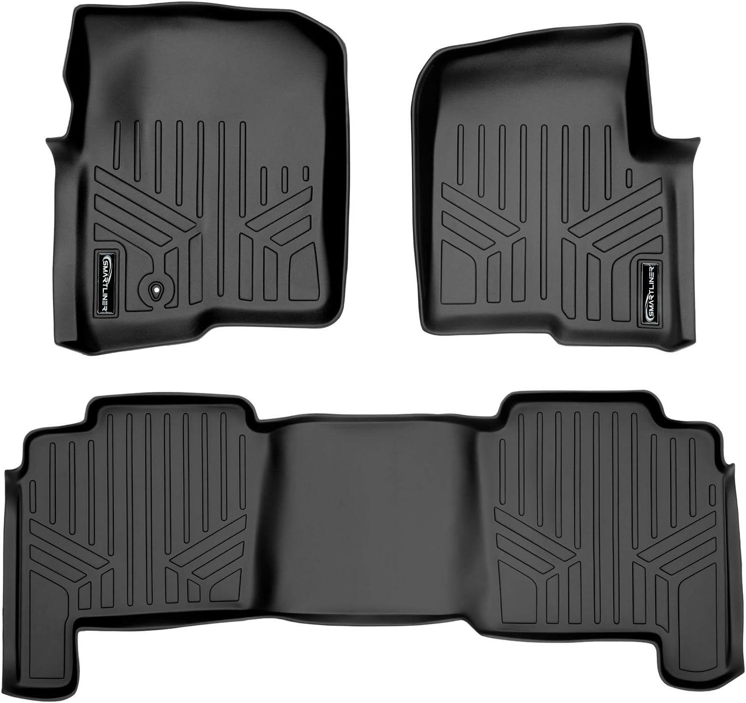 - SMARTLINER Floor Mats, 2-Row Liner Set Compatible with 2004–2008 Ford F-150 | SuperCrew | Carpet Flooring