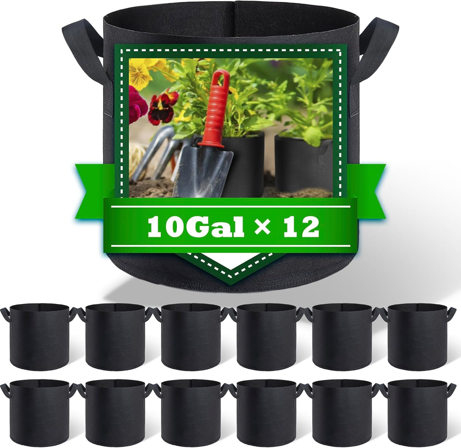 Covers infinite 10 Gallon Grow Bags 12 Pack,Fabric pots 10
