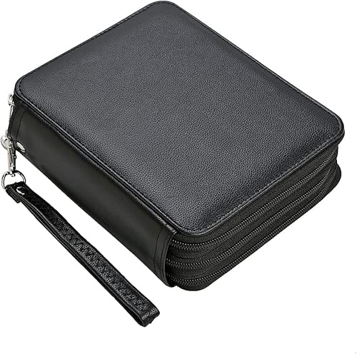 Lbxgap Estuche de PU con ranura para lápices de colores portátil, 72 ranuras, estuche organizador con cremallera para lápices de acuarela
