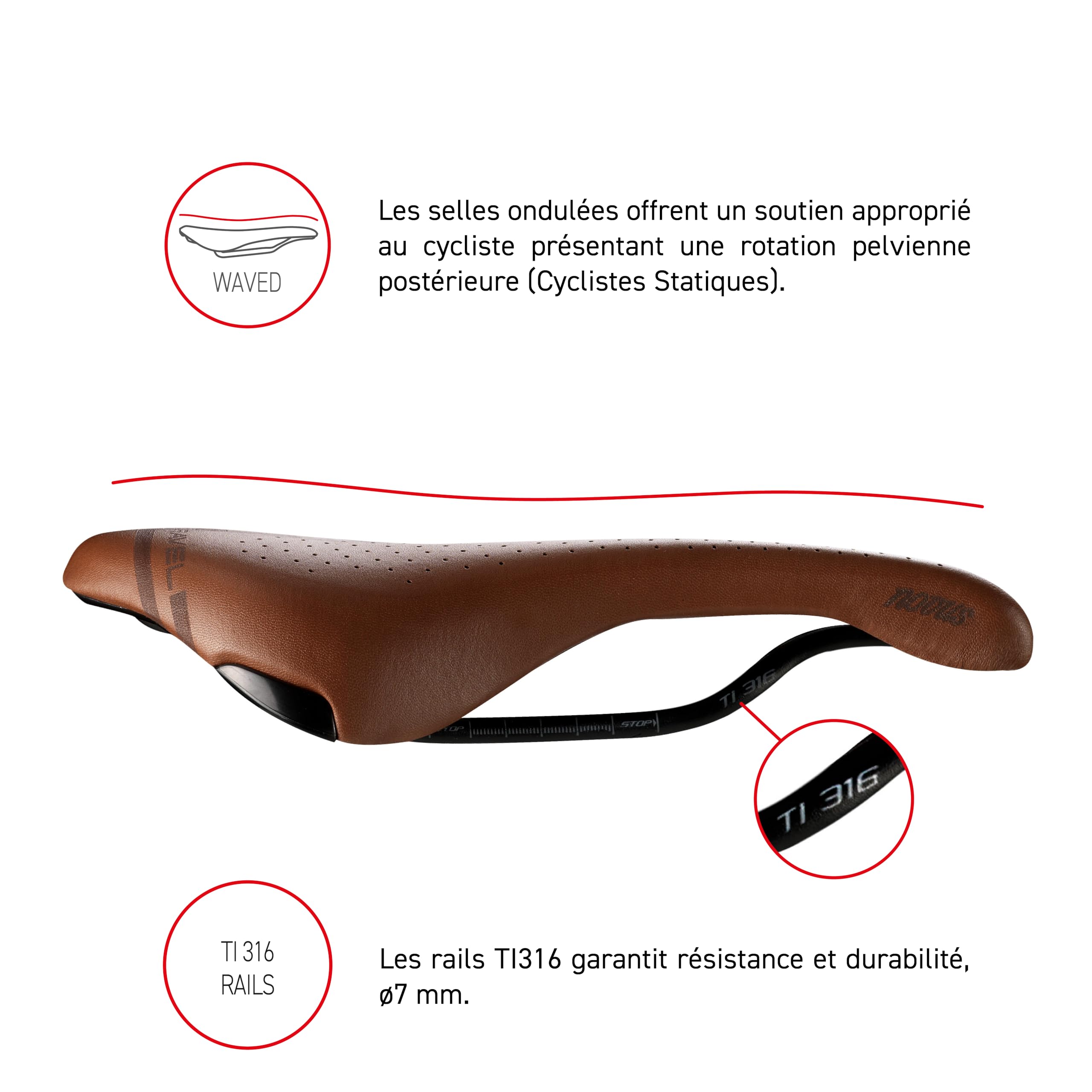 Selle Italia Novus Boost Gravel Heritage TI 316 Superflow - Selle Vélo de Route, Heritage Gravel, Rembourrage Supplémentaire, Trou Superflow, Style Vintage