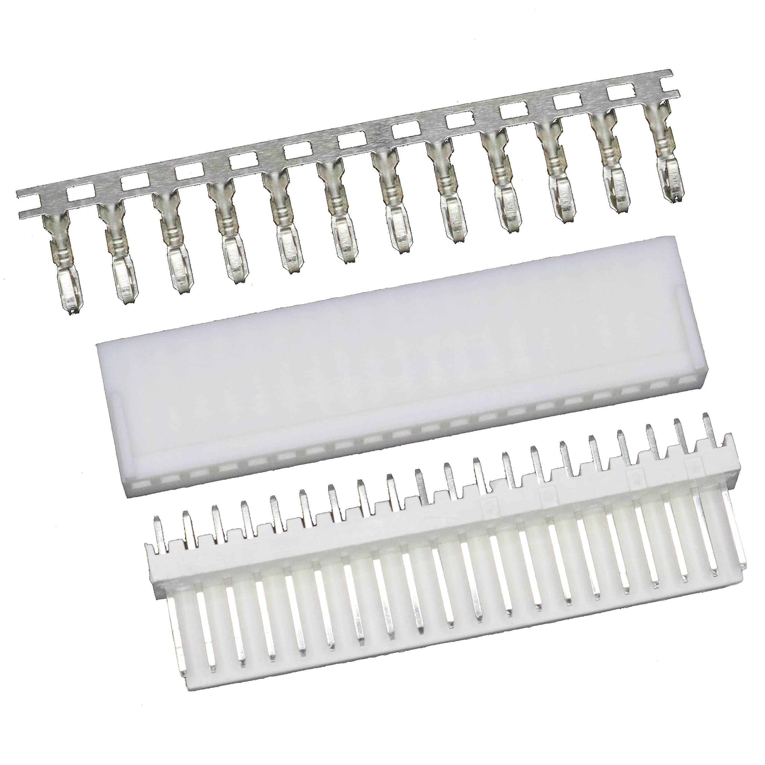 2510 2.54mm 20-pin Board-to-Wire Crimp Connector Plug + PCB Socket + Crimps, Pack of 100 Compatible With Molex KK 254 / Molex 5051