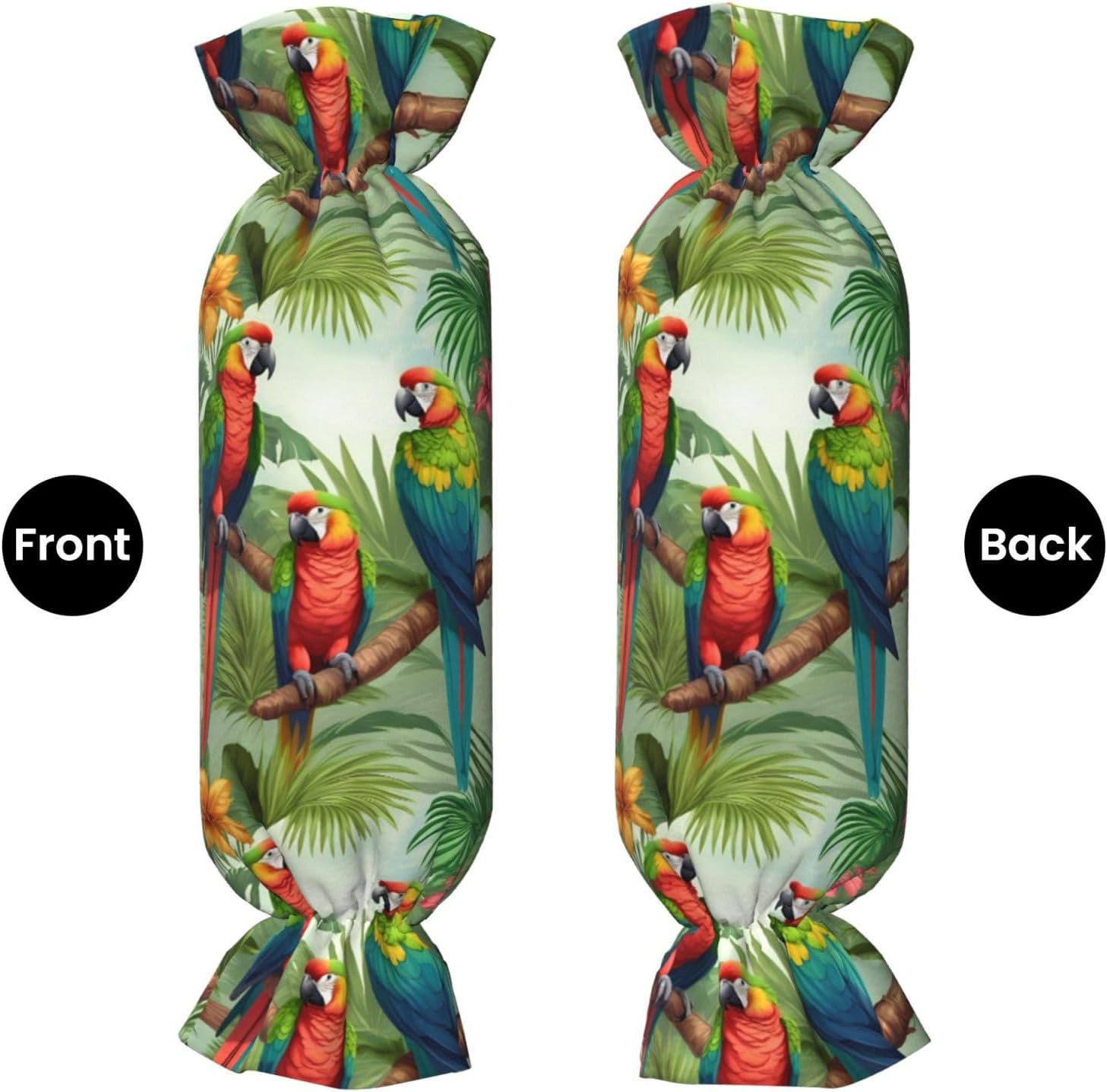 Parrot Birds and Tropical Tree Print Candy Cylindrical Comfortable Pillow Throw Pillows Home Decor Easy Maintenance