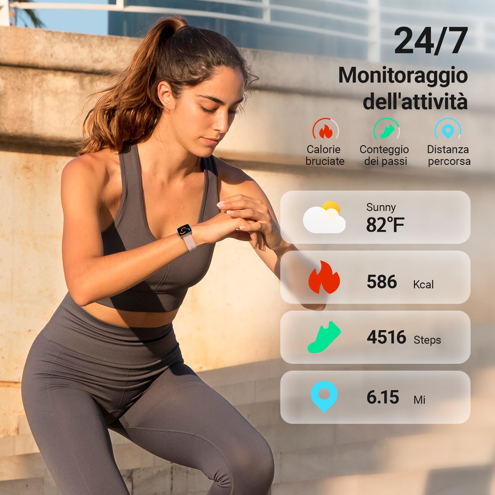 Smartwatch Donna Uomo Chiamate e Whatsapp, 1.85" Smart Watch Contapassi Cardiofrequenzimetro da polso/SpO2/Contapassi/Sonno, Orologio Smart Fitness Sportivo Impermeabile per Android iOS Rosa