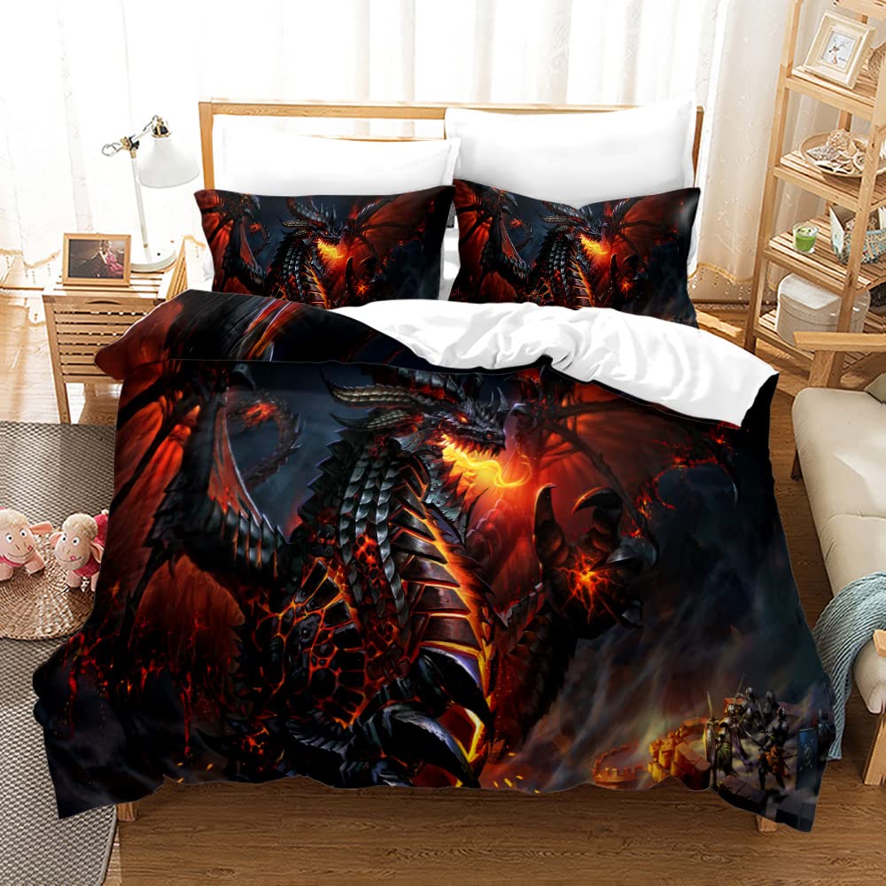 ZZTBQ Dragon Kids Single Bed Duvet Cover and Pillow Case Set Animal Pattern Kids Single Bedding for Boys and Girls 135 x 200 cm — image 1
