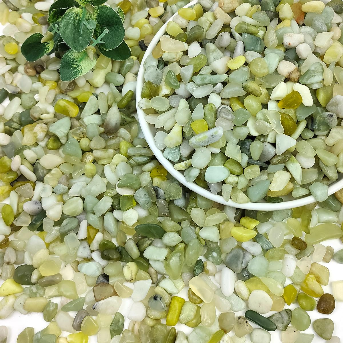 SHIZWU 2LB 3/8 Inch Succulent Jade Pebbles - Natural Polished River Rocks for Plants, Vases, Landscaping & Indoor Decor