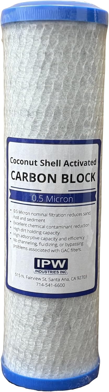 IPW Industries Inc. - 1-Pack 0.5 Micron Carbon Block Water Filter Cartridges - Water Filter Replacement for Kenmore 42 34377 and 42 34370