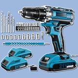 Drill&comma; 21V Cordless Drill with Dual 2&period;0Ah Power Pack and Charger&comma; Electric Power Drills Set&comma; 3&sol;8 Inch Chuck&comma; 25&plus;1 Torque&comma; 2 Speed 29 Accessories Tool for DIY&comma; Gifts