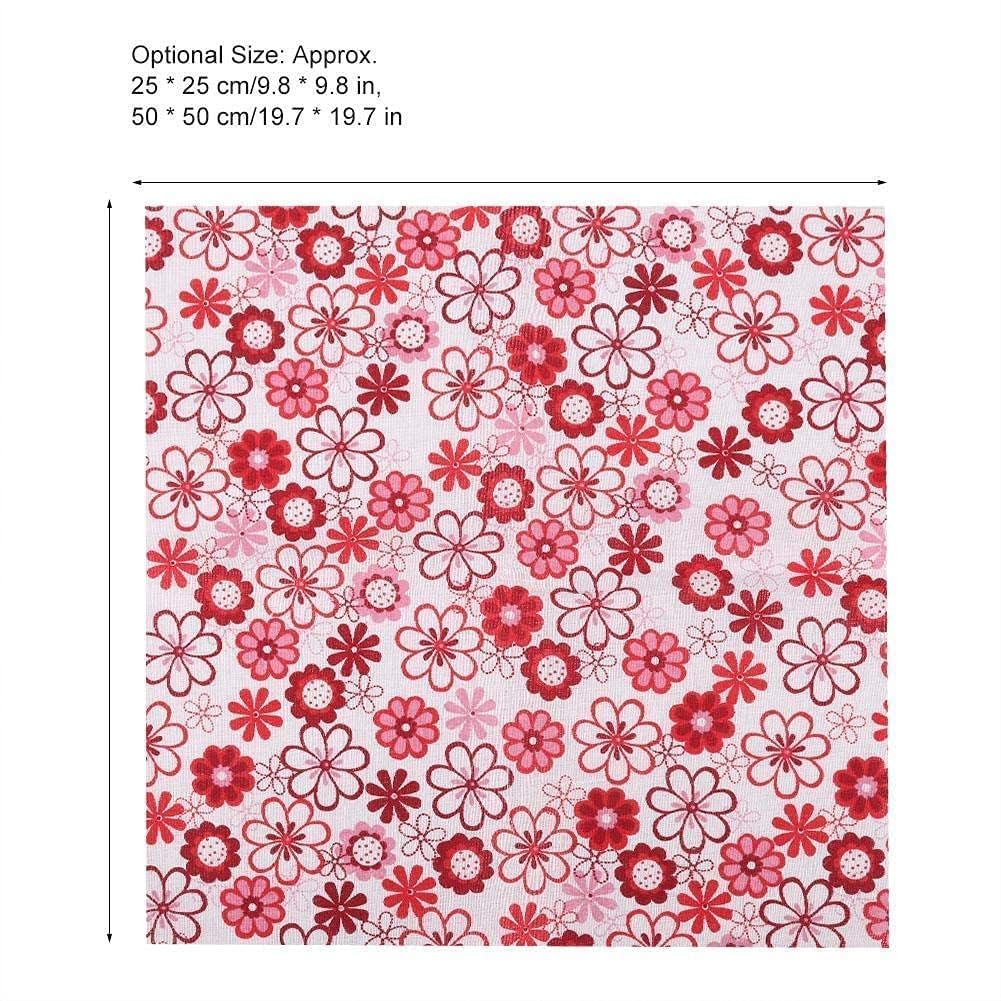 7 Tessuti Di Cotone 100% Per Patchwork 50x50 Cm - Stampe Floreali E Righe Rosse - Fai Da Te