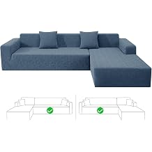 ZNSAYOTX Stretch Sectional Couch Covers New-Triangle Texture, Thick Slipcovers with Elastic Bottom for L Shape Sectional Sofa, 2 Pcs Pet Friendly Universal Protector forChaise or Sofa, Dark Grey