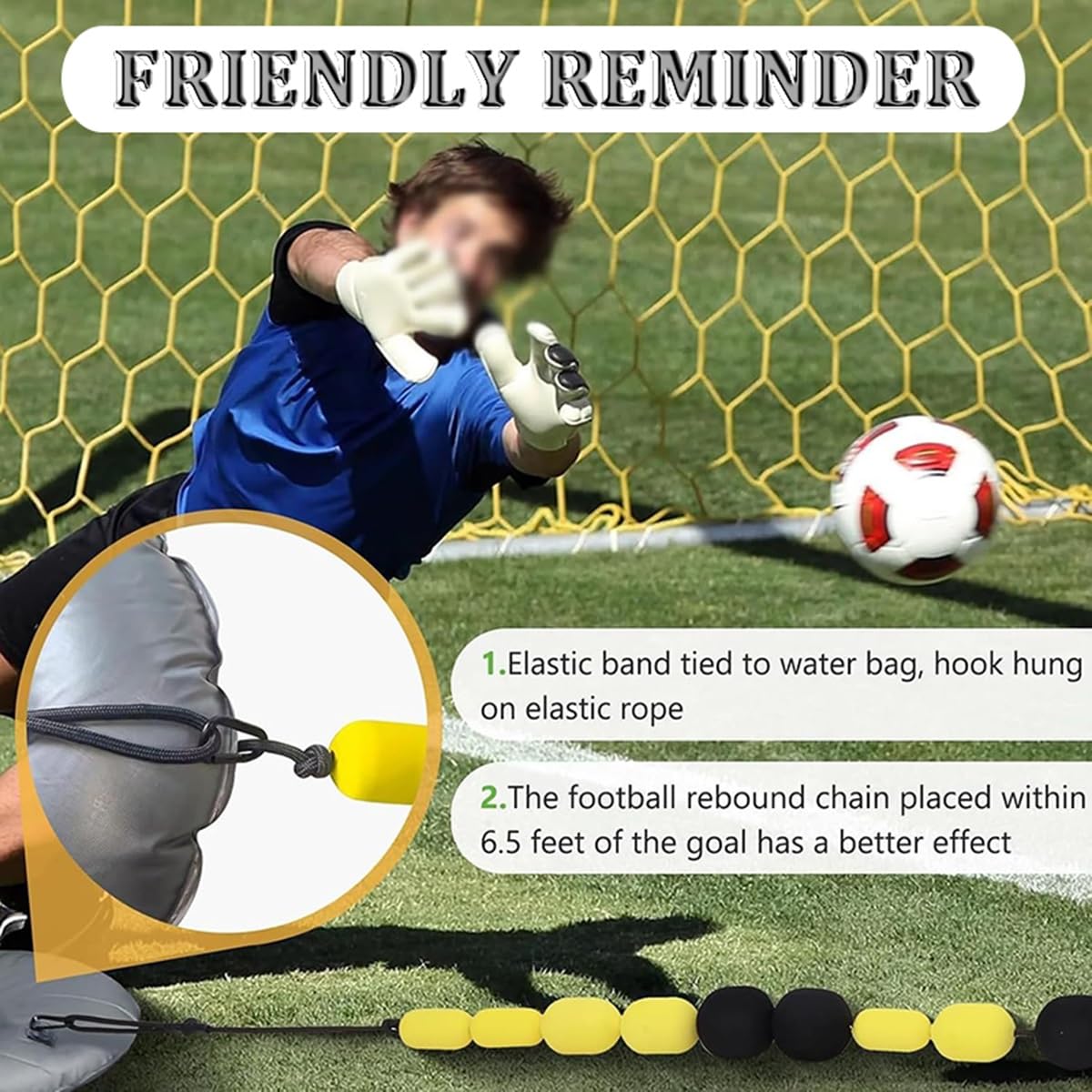 Rebote de entrenamiento de fútbol con base llena de agua | Deflector para ejercicios de reflejos y habilidades | Ayuda para entrenador y jugador de 4 m