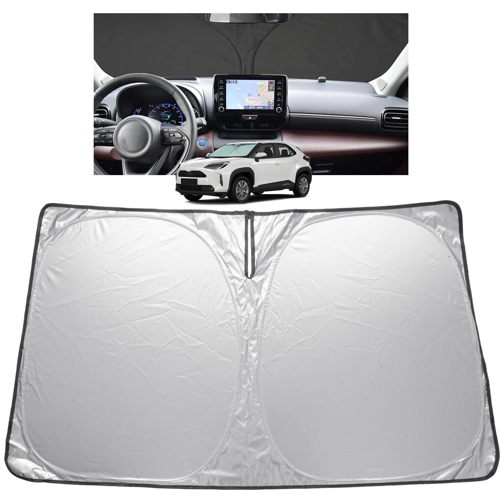 [Upgrade] GAFAT Compatibile con Toyota Yaris Cross 2020-2025 2026 Parasole per Parabrezza Interno, Protezione Solare, Raffreddamento, Protezione UV, Accessori Yaris Cross 2025 [Non per Yαris]