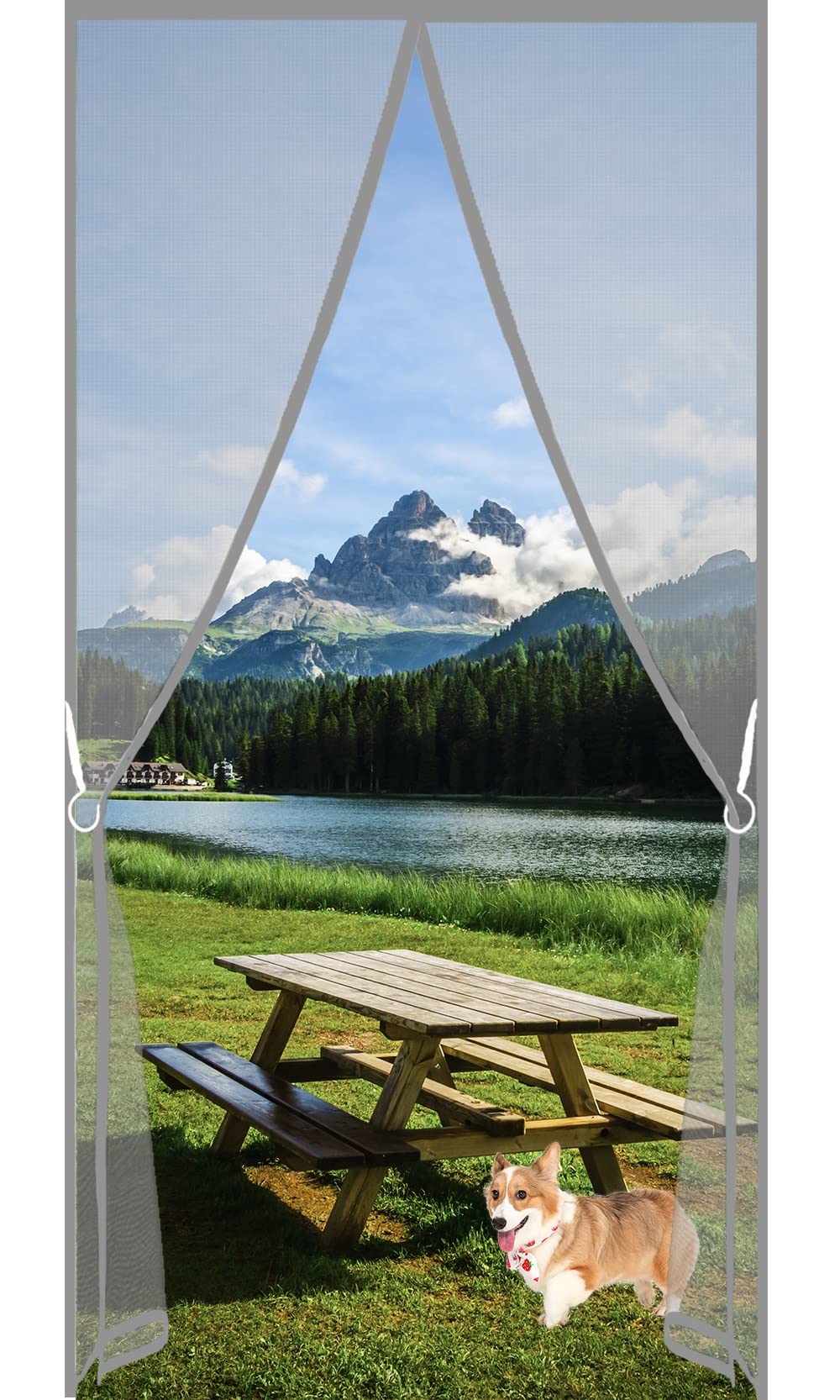 Porte moustiquaire magnétique 190x255 cm grise anti insectes rideau pour patio
