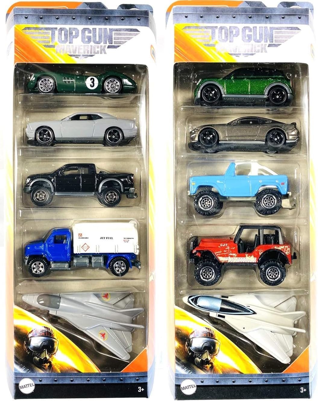 Maverick Top Gun Jet Wing Car Collection / Jeeps Mustang Vehicle 5-Pack + Petrol Truck & Legacy Aston Martin Rides for unisex