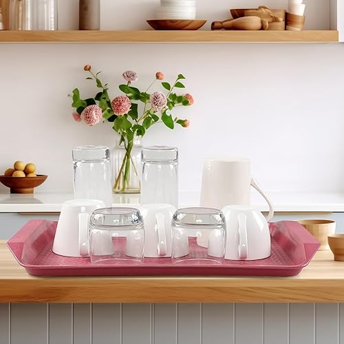 Miniatura 6 de Colord - Paquete de 4 bandejas para servir comida rápida, bandeja de plástico para comer, 16.73 x 11.81 pulgadas