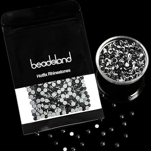 Miniatura 5 de Beadsland Hotfix - 144 diamantes de imitación de cristal con parte trasera plana para manualidades, ropa, decoración de bricolaje, negro, SS40