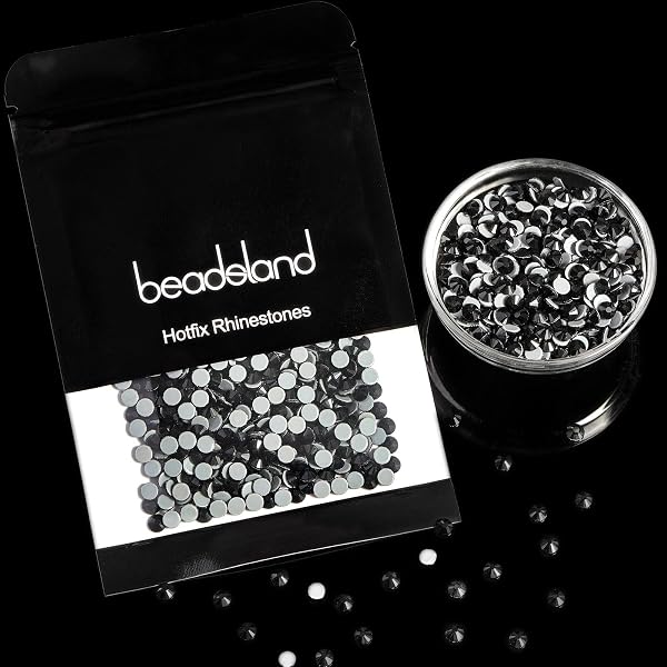 Beadsland Hotfix Rhinestones, 2880pcs Flatback Crystal Rhinestones for Crafts Clothes DIY Decoration, Black, SS6, 1.9-2.1mm - 5