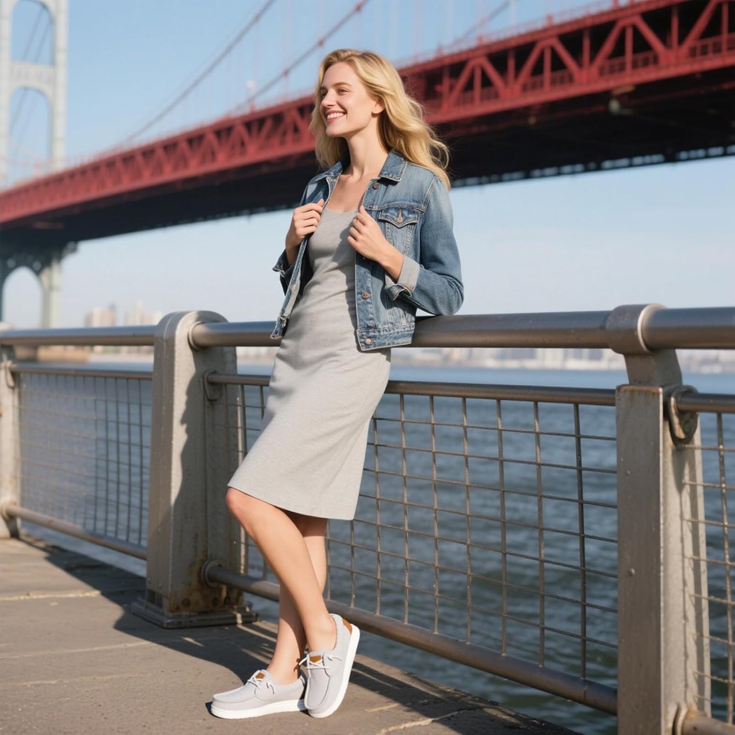 STQ Women's Boat Shoes with Orthopedic Insole Slip On Business Casual Shoe for Plantar Fasciitis Lightweight Canvas Loafer - Image 3