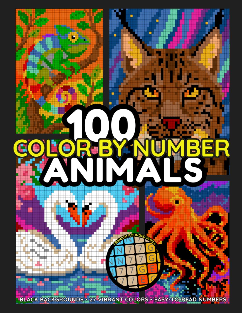 100 Animals Color By Number: A Coloring Book with Pixel Mysteries for Adults and Teens (Serge Whitehill’s Mystery Mosaic Quest)