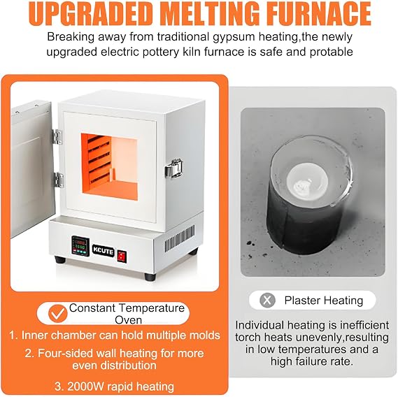 2000w Electric Kiln,Kiln for Pottery at Home,Protable Tabletop Heating Furnace for Jewelry Making,Metal Casting,Pottery Glazing & DIY, Maximum Temperature 1150C,Metal Melting Furnace