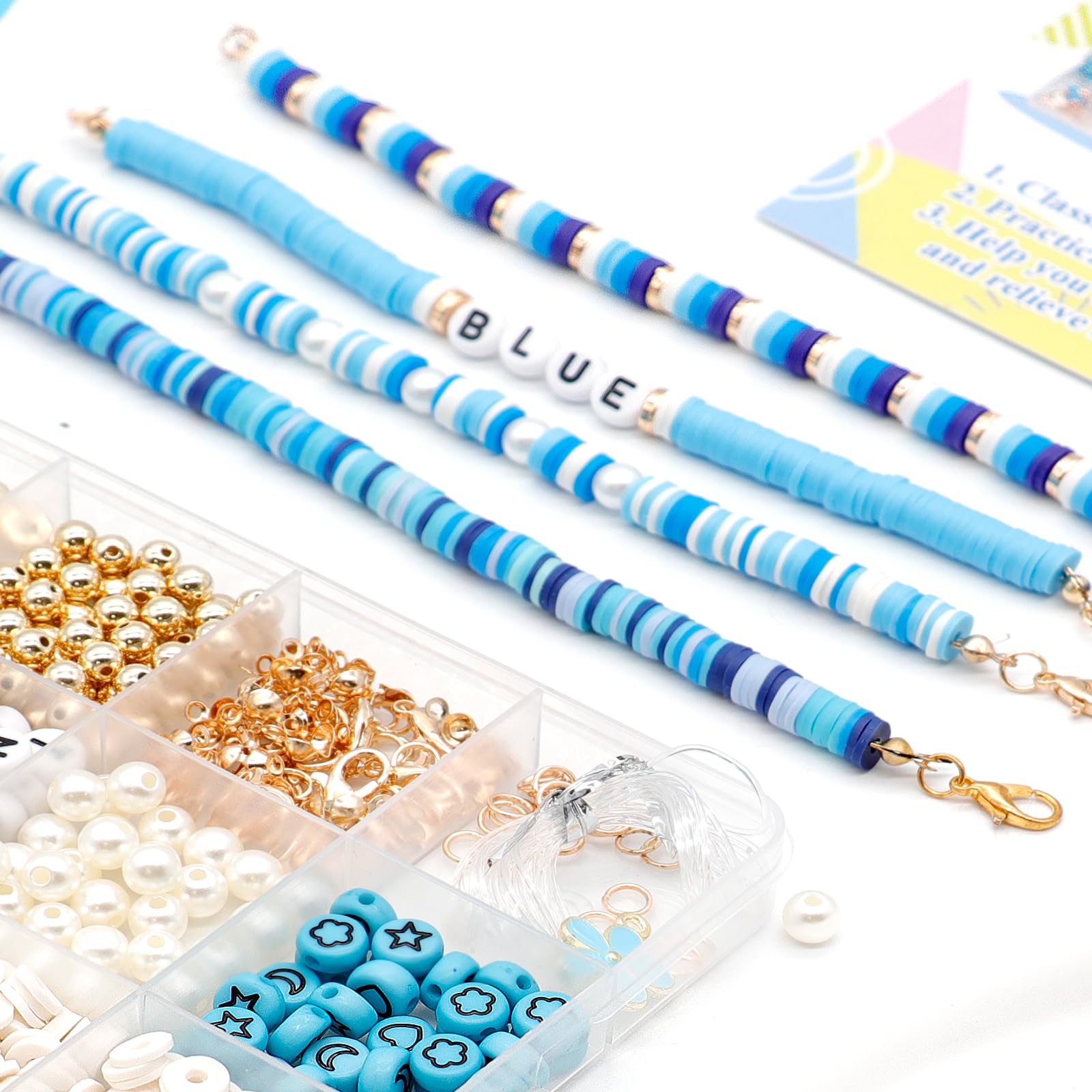 MIIIM 14400 perline di argilla per kit per la creazione di bracciali, 96 colori, 5 scatole di perline Heishi, perline piatte in argilla polimerica con perline con lettere, perline con faccina