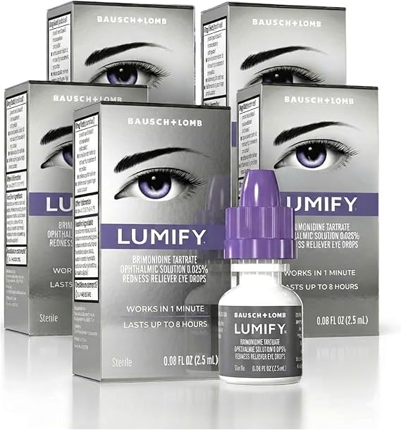 LUMIFY Redness Reliever Eye Drops, for Whiter & Brighter Looking Eyes, 0.08 Fl Oz ((Pack of 5))