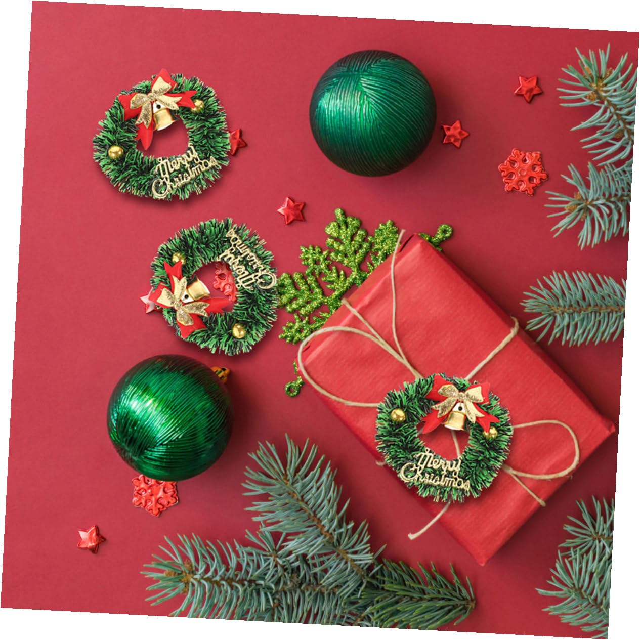 Gatuida 20 Piezas Mini Guirnalda Navideña Artificial para Manualidades y Decoración De Invierno Guirnalda Pequeña con Lazo para Adornos Navideños