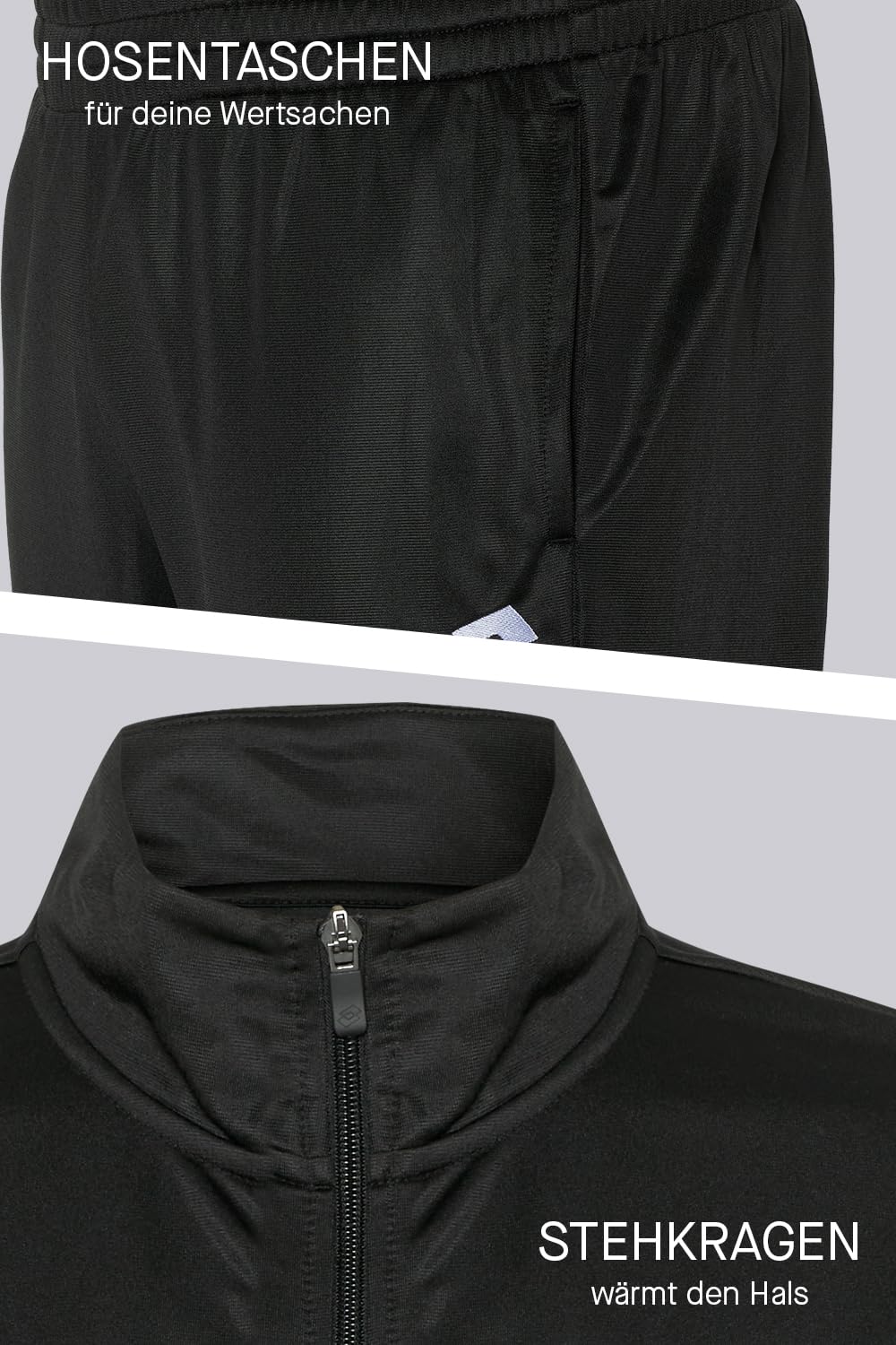 Lotto Męski dres treningowy, granatowy, rozmiar M-5XL, dres sportowy, krój regular fit, ze 100% poliestru, strój rekreacyjny z elastycznym ściągaczem i praktycznymi kieszeniami bocznymi I dres do