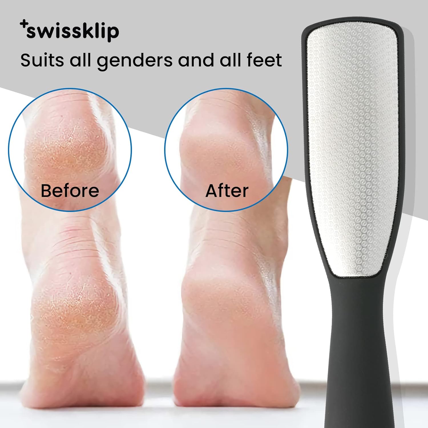 Swissker by Swissklip Foot File Callus Remover for Feet I A Perfect Heel Scraper for Cracked Heels I Luxurious Foot Scraper for Callus Removal and Dead Skin Remover for Feet (2 Pack)