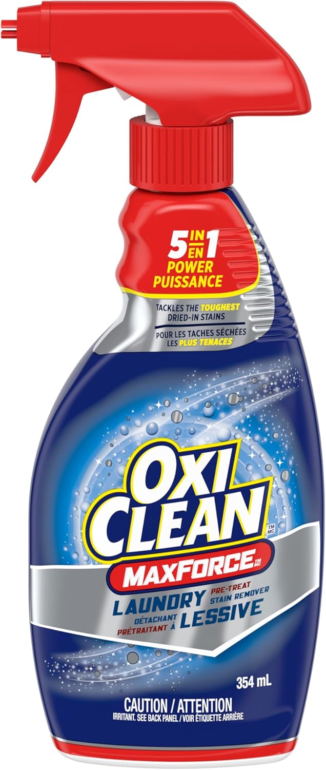 OxiClean MaxForce Enzyme Laundry Stain Remover Spray, Effective on Grease, Blood, Wine Stains and More – Colour Safe, Chlorine Bleach-Free, 354 mL