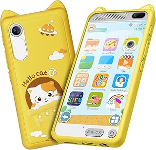 Kids Phone, 3.97" Touchscreen Toddler Smartphone Learning Toys, Fake Play Toy Phone with Music Player Educational Games,Christmas Birthday Gifts for Girls Age 3-12, 8G SD Card(Yelllow)