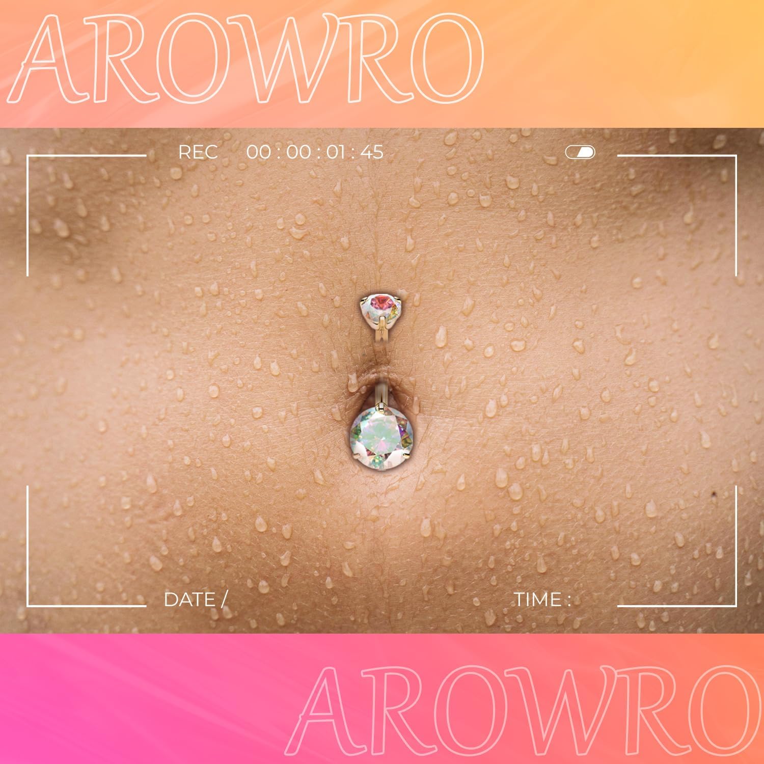 AROWRO G23 Titanium Belly Button Ring Hypoallergenic Belly Rings Internally Threaded Belly Button Piercing 14G 8-14mm Navel Piercing Jewelry with Round Cubic Zirconia - Image 4