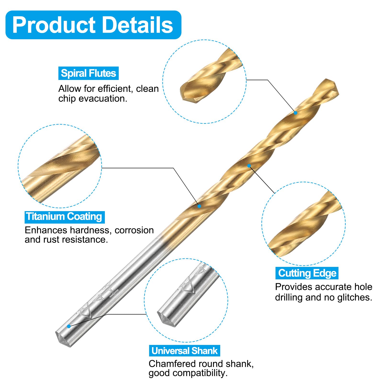 Set di maschi e punte da trapano, 4 maschi per filettatura metrica a scanalatura dritta M5 x 0,8 e 4 punte elicoidali da 4,2 mm, kit di utensili per filettatura HSS-6542 non rivestiti/rivestiti in t