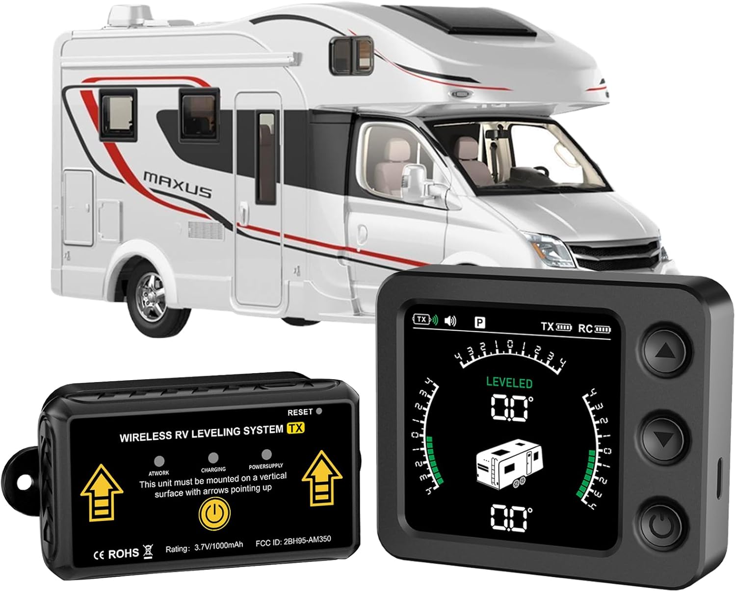 Wireless RV Leveling System with Automatic Level Indicates, High-Precision 0.1° Measurement & Industrial Grade Transmitter, Advanced Camper Leveler for RVs, Travel Trailers & Campers