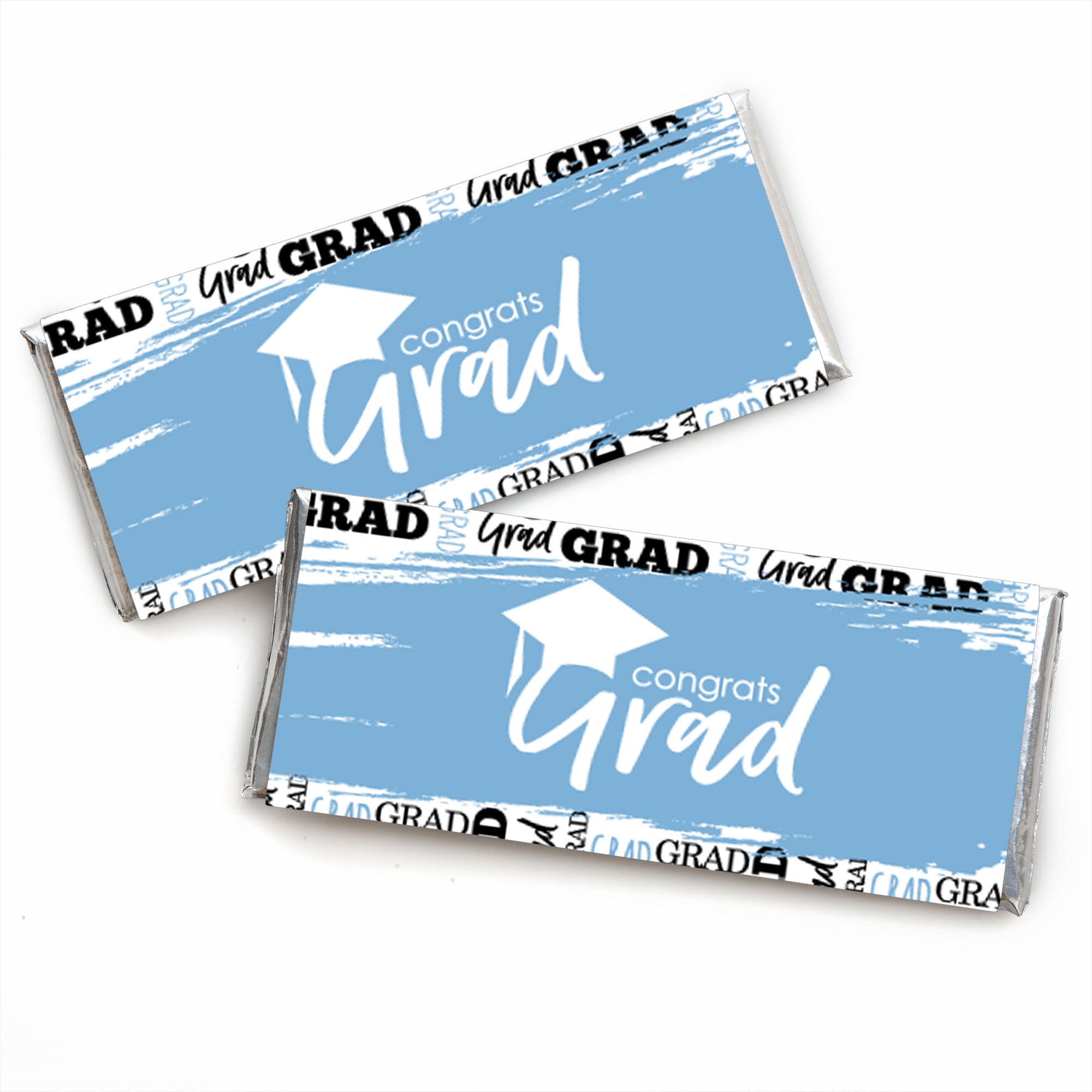 Big Dot of Happiness Light Blue Grad - Best is Yet to Come - Candy Bar Wrapper Light Blue Graduation Party Favors - Set of 24