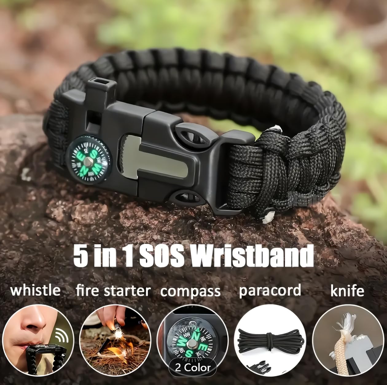 eGreen Emergency Fire Starter 6 Bag Magneisums Weatherproof Matches Multi Purpose Tool Saw Wire Knife Blanket Wax Rope for Camping Hiking + Free Tin Can (Mg + Matches + Saw + Knife), Portable