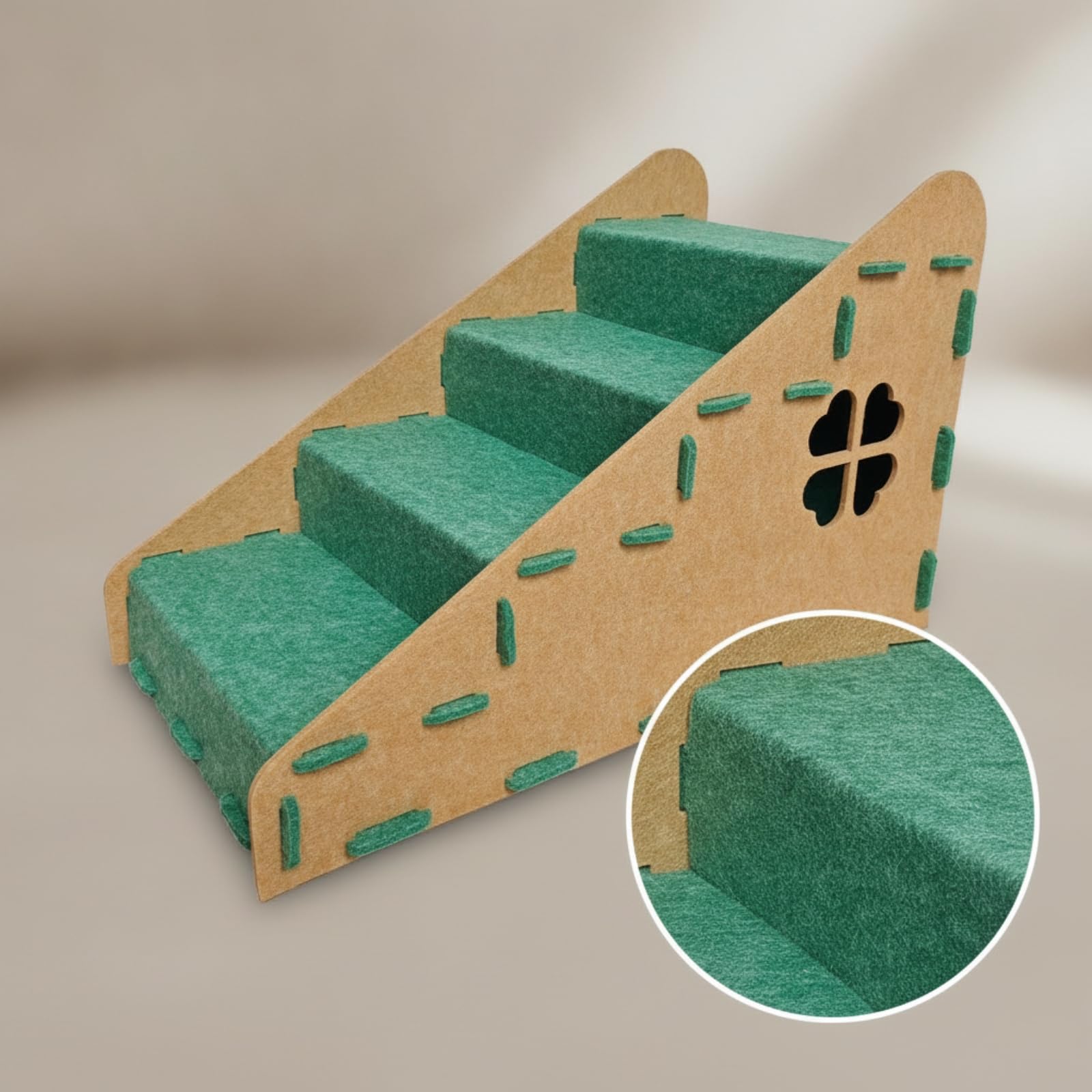Katzen Treppe Sofa Nest Haustierleiter Aufstiegsstufe Katzenhaus Schlafhöhle aus Filz mit Sanfter Und Stabiler Konstruktion für Höhere Möbel, Orange-Grün, Haustiertreppe Mit Katzenhöhle