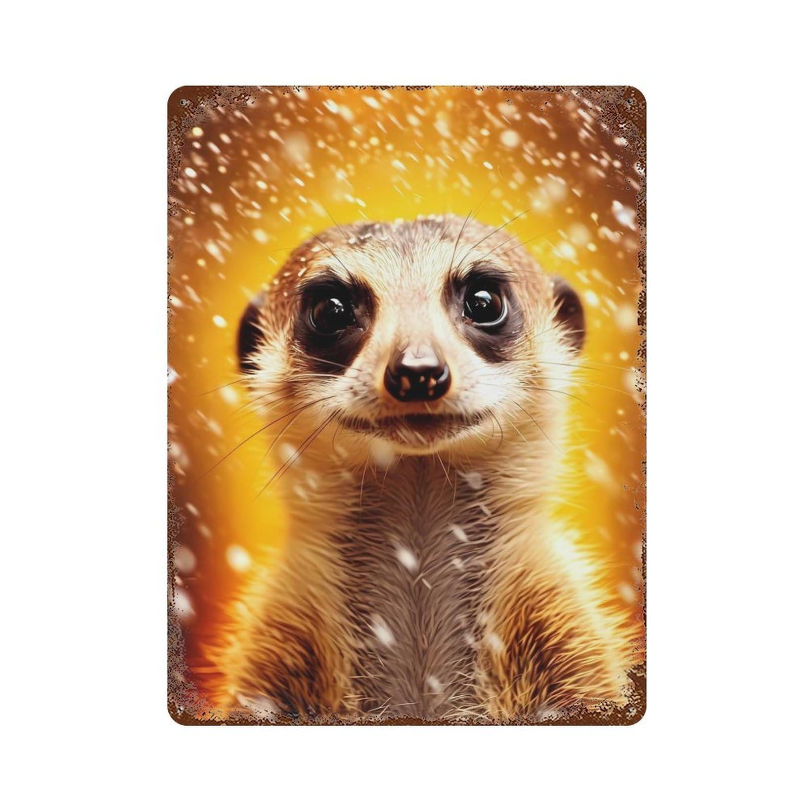 Rust Effect Meerkat Lighting Retro Metal Sign 15.7"x11.8", Classic Wall Plaque for Cafe, Home Bar And Lounge Decor
